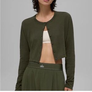 ALO Yoga Women's Green Olive Supernatural Cardigan Sweater
